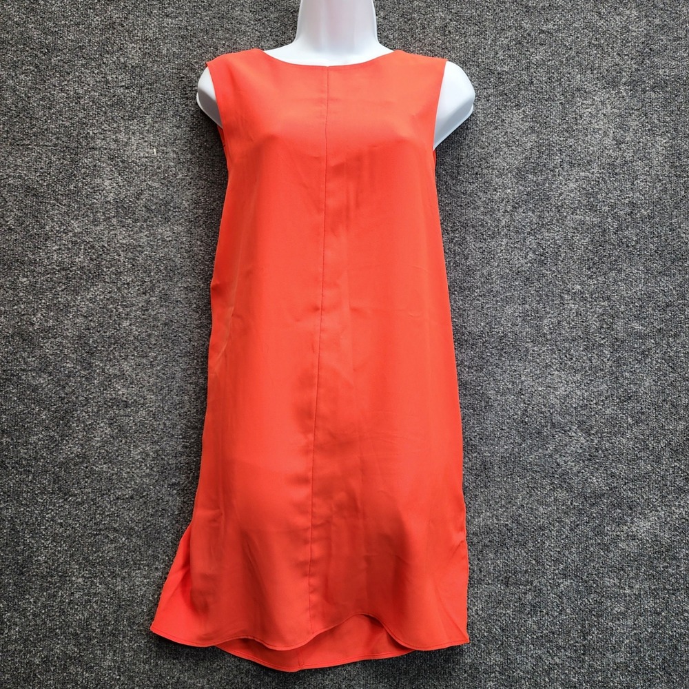 COS Sleeveless Pleated Back Shift Dress Pockets Minimalist Orange EU 38 US 8